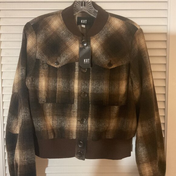 KUT FROM THE KLOTH ENLEY BROWN PLAID JACKET - Picture 3 of 3
